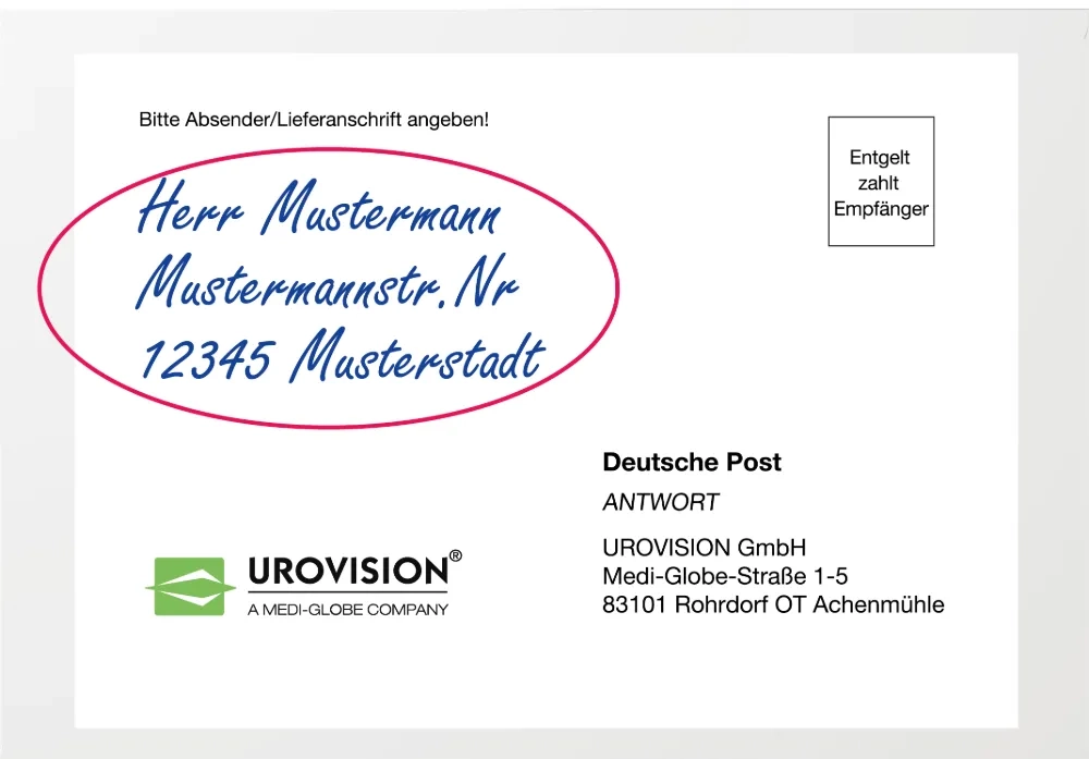 Vorderseite Briefumschlag mit Adressfeld